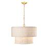 Thumbnail3 of Erma 22 3/8" Wide Brushed Champagne Bronze Chandelier With White Wicke more views