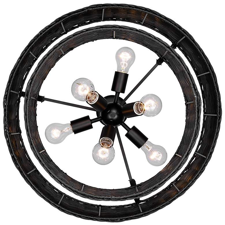 Image 5 Erma 22 3/8 inch Wide Matte Black 6-Light Chandelier With Black Wicker more views