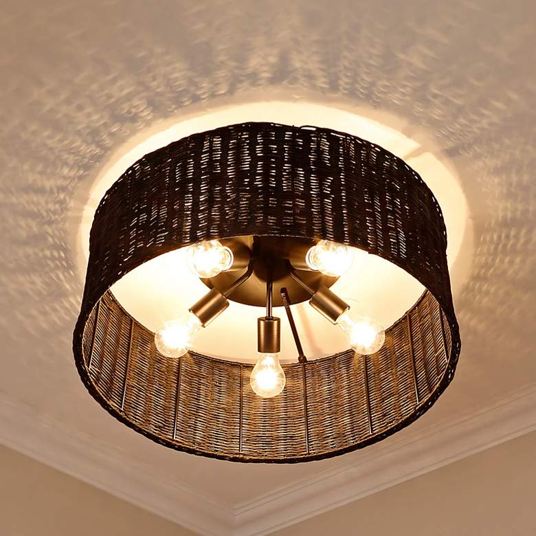 Image 1 Erma 22 1/2" Wide Matte Black Ceiling Light