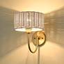 Thumbnail1 of Erma 9" Wide 1-Light Brushed Champagne Bronze Wall Sconce With White W