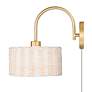 Thumbnail3 of Erma 9" Wide 1-Light Brushed Champagne Bronze Wall Sconce With White W more views