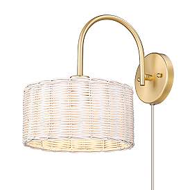 Image5 of Erma 9" Wide 1-Light Brushed Champagne Bronze Wall Sconce With White W more views