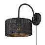 4_Erma 9" Wide Matte Black 1-Light Wall Sconce with Black Wicker more views