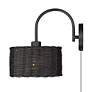 5_Erma 9" Wide Matte Black 1-Light Wall Sconce with Black Wicker more views