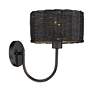 6_Erma 9" Wide Matte Black 1-Light Wall Sconce with Black Wicker more views