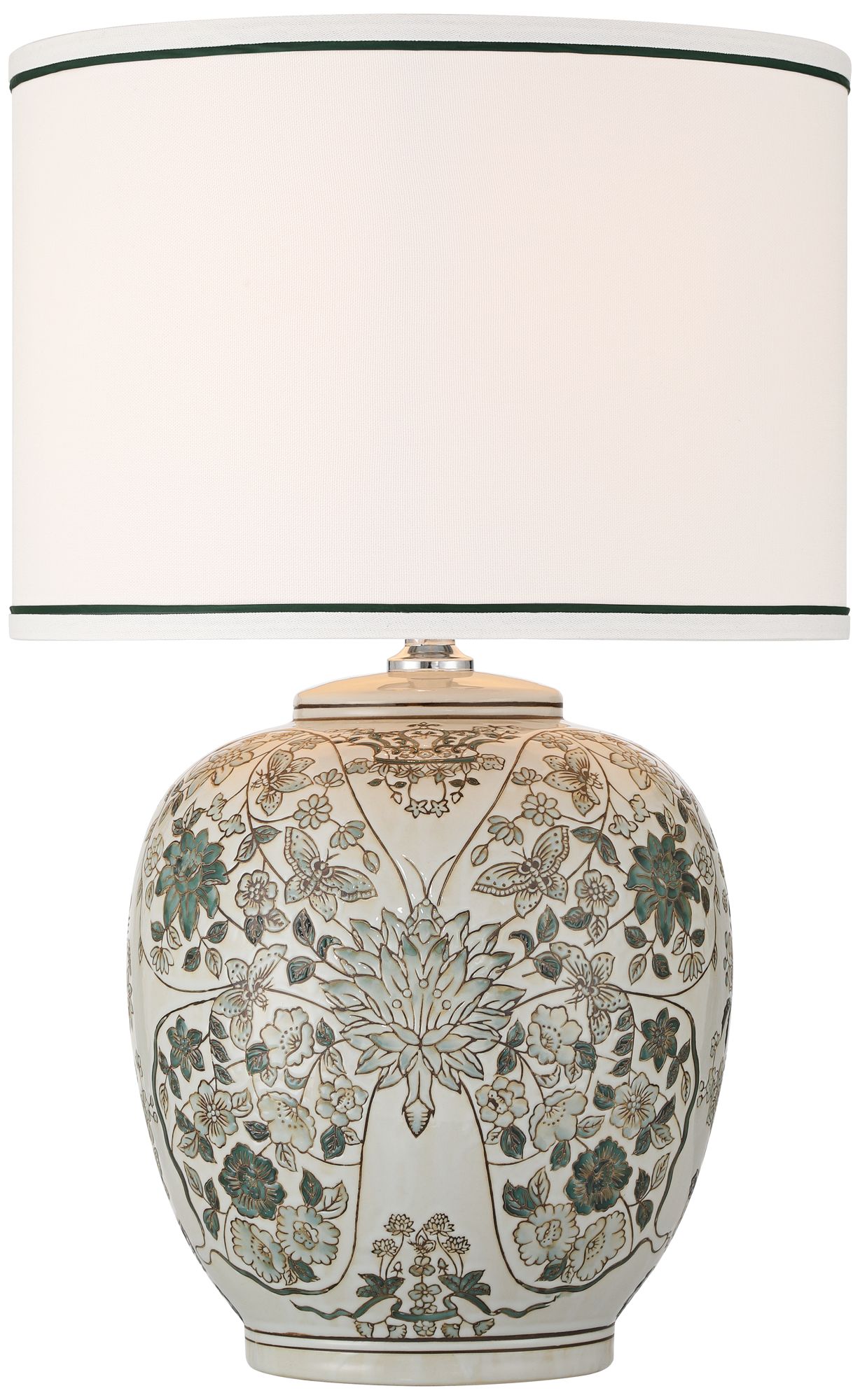 Image 3 Ernest 23" High Green White Floral Porcelain Traditional Table Lamp