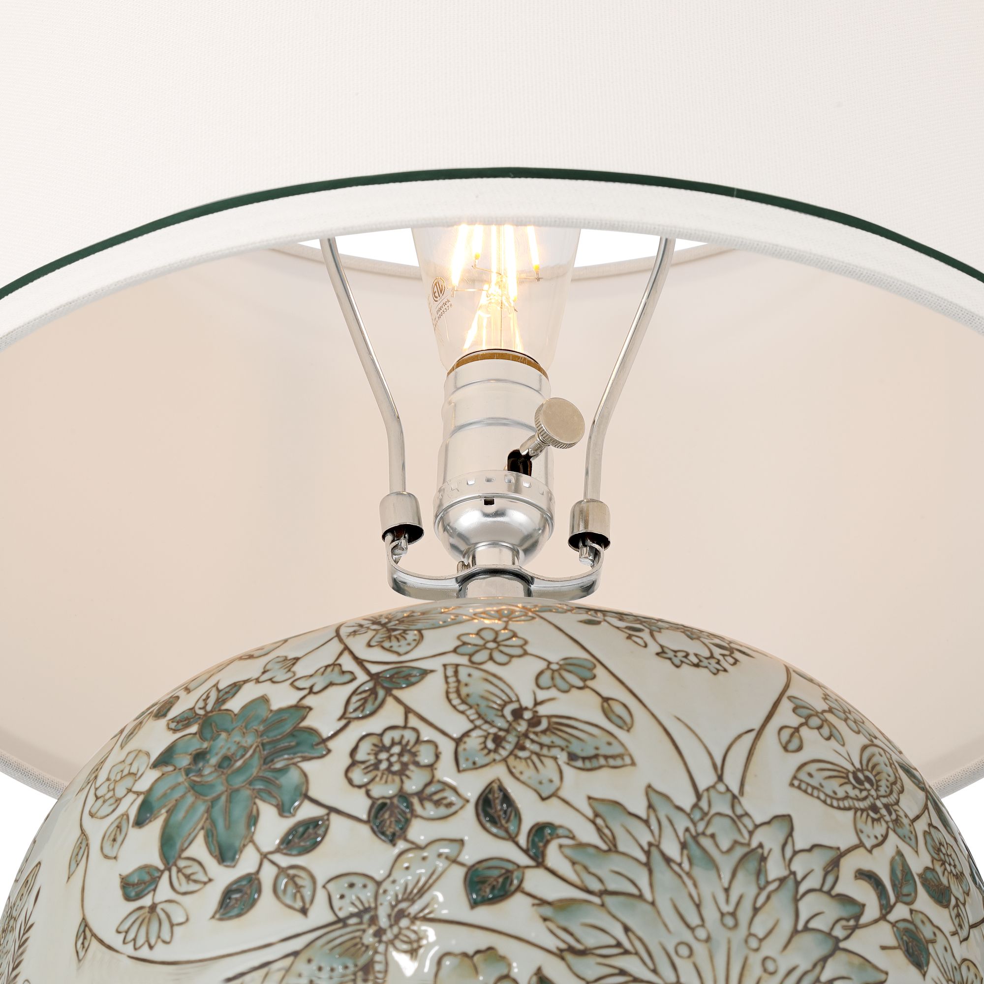 Image 5 Ernest 23" High Green White Floral Porcelain Traditional Table Lamp more views