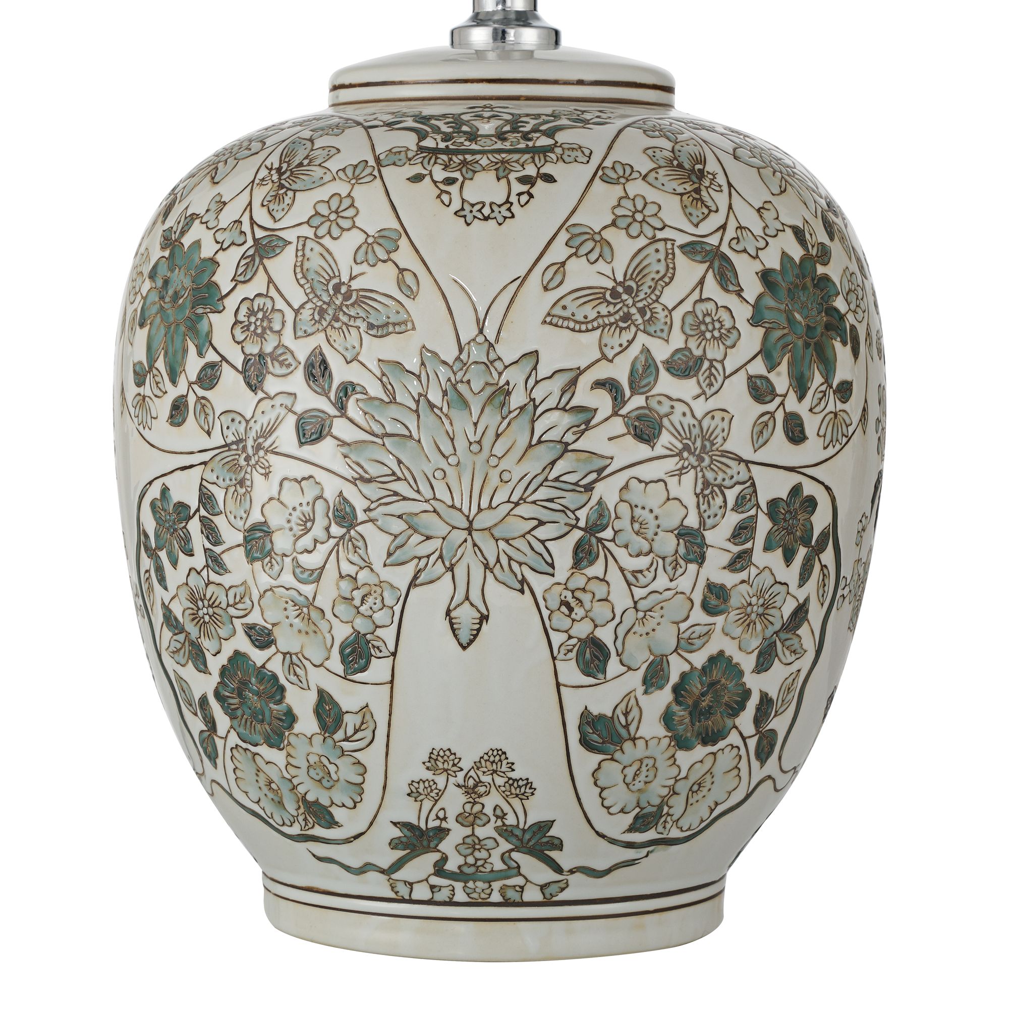 Ernest 23" High Green White Floral Porcelain Traditional Table Lamp in scene