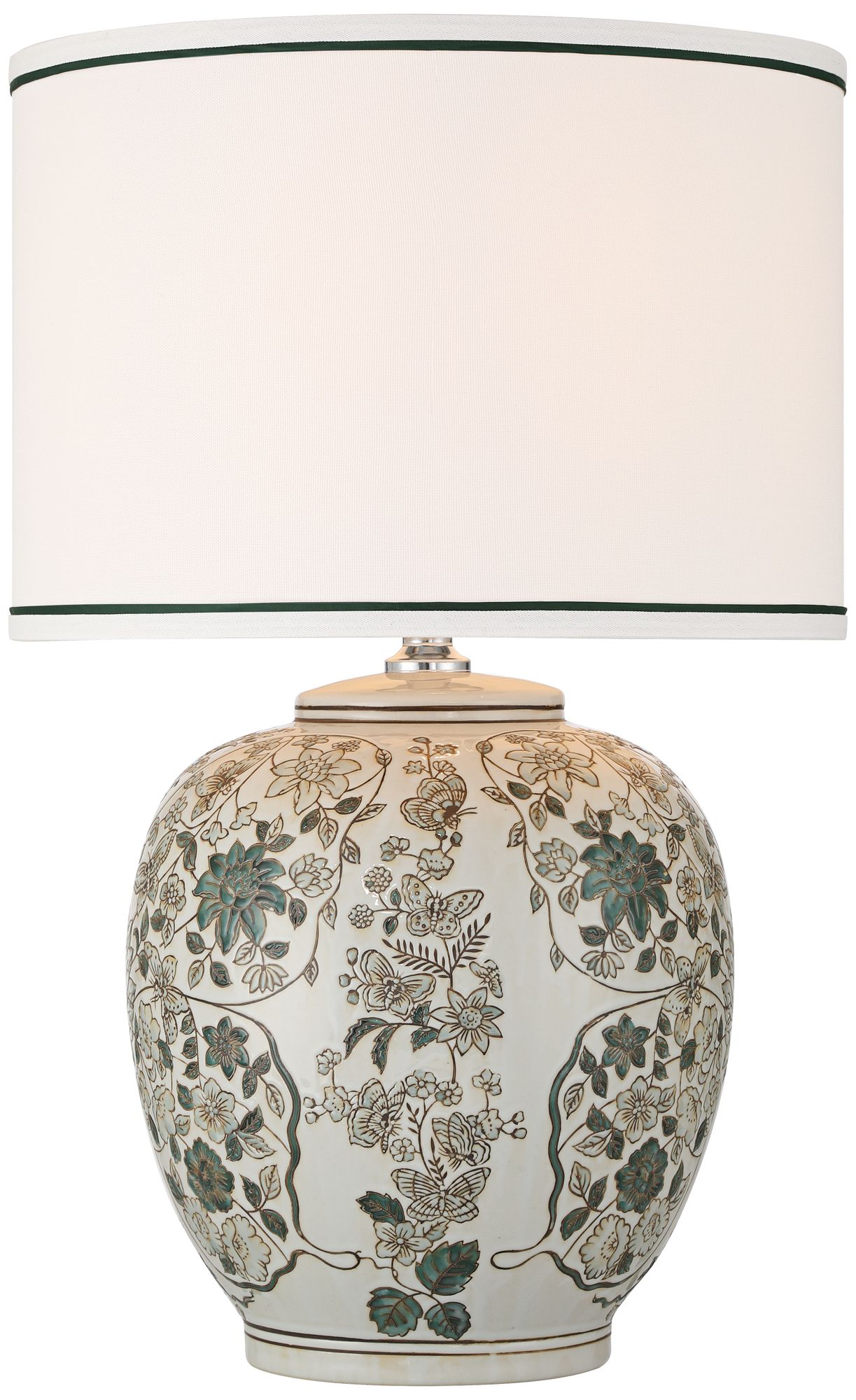 Ernest 23" High Green White Floral Porcelain Traditional Table Lamp in scene