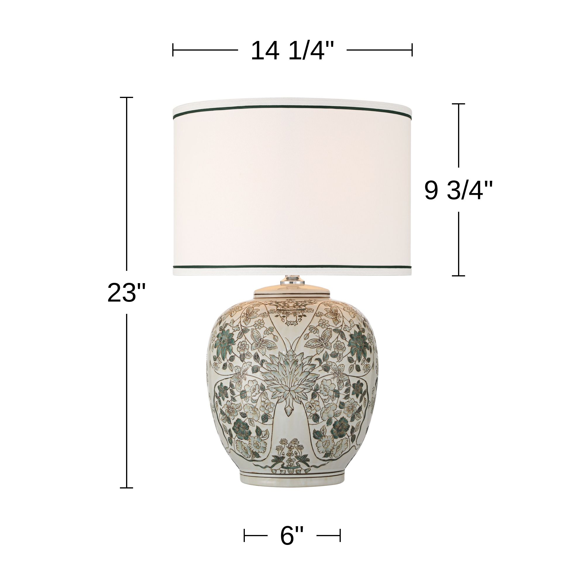 Ernest 23" High Green White Floral Porcelain Traditional Table Lamp in scene
