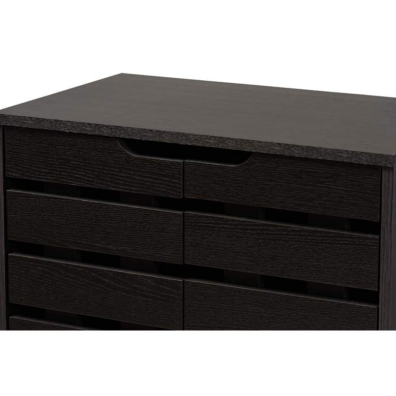 Image 3 Ernest 23" Wide Dark Brown Wood 2-Door Shoe Storage Cabinet more views