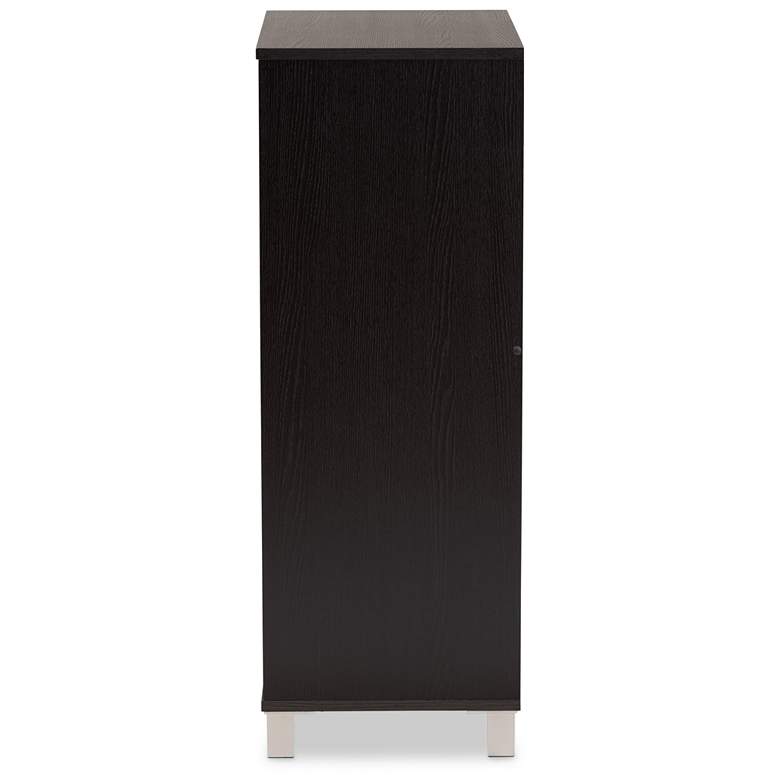 Image 7 Ernest 23" Wide Dark Brown Wood 2-Door Shoe Storage Cabinet more views