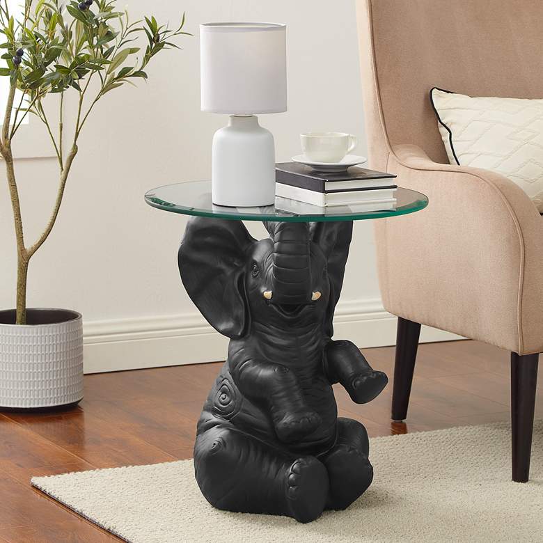 Image 1 Ernie Elephant 20 inch Wide Dark Gray Side Table