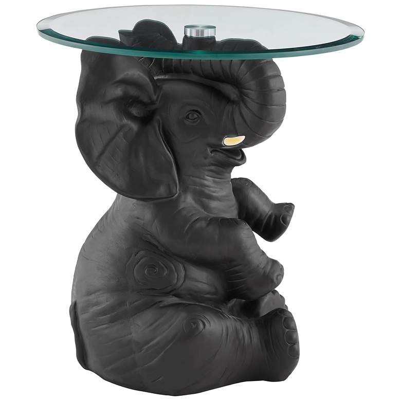 Image 3 Ernie Elephant 20 inch Wide Dark Gray Side Table more views