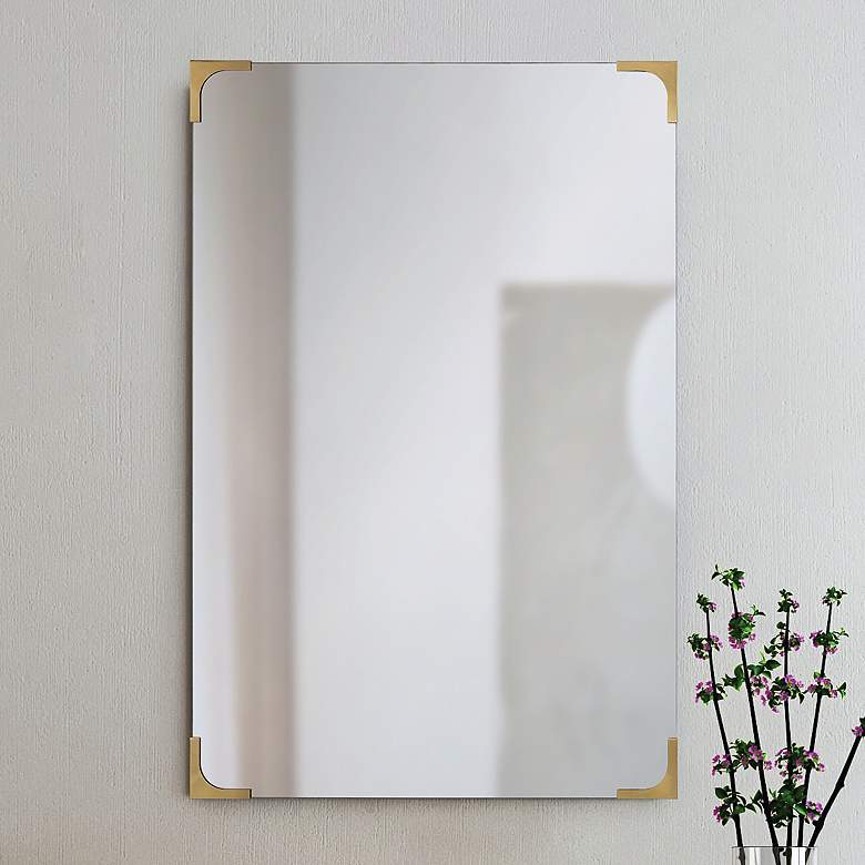 Image 1 Eros Antique Brass Plated 24 inch x 36 inch Rectangular Wall Mirror