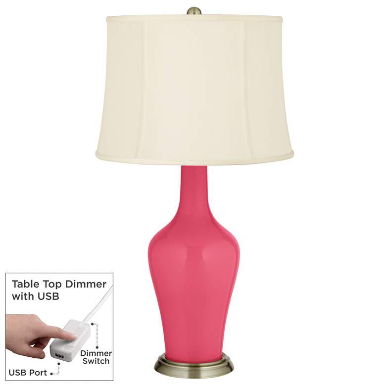 Image 1 Eros Pink Anya Table Lamp with Dimmer