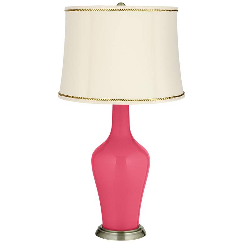 Image 1 Eros Pink Anya Table Lamp with President&#39;s Braid Trim