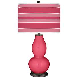 Image1 of Eros Pink Bold Stripe Double Gourd Table Lamp