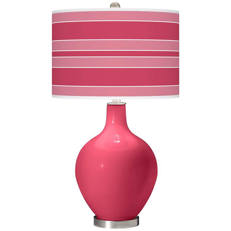 Image 1 Eros Pink Bold Stripe Ovo Table Lamp