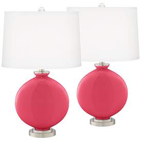 Image2 of Eros Pink Carrie Table Lamp Set of 2 with Dimmers