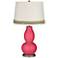 Eros Pink Double Gourd Table Lamp with Scallop Lace Trim