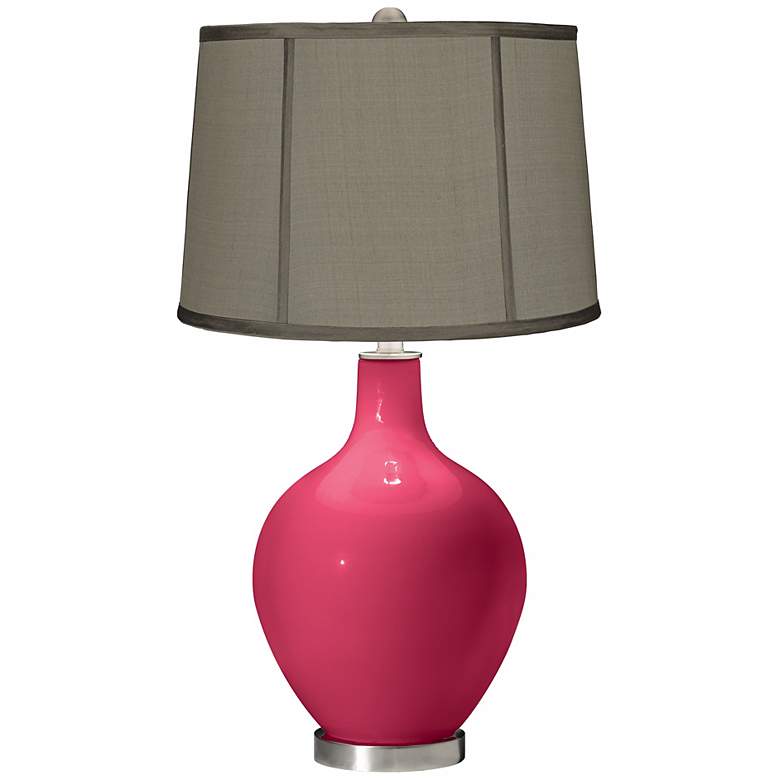 Image 1 Eros Pink Gray Dupioni Silk Shade Ovo Table Lamp