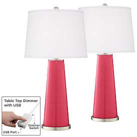 Image1 of Eros Pink Leo Table Lamp Set of 2 with Dimmers