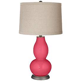 Image1 of Eros Pink Linen Drum Shade Double Gourd Table Lamp
