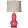 Eros Pink Linen Drum Shade Double Gourd Table Lamp