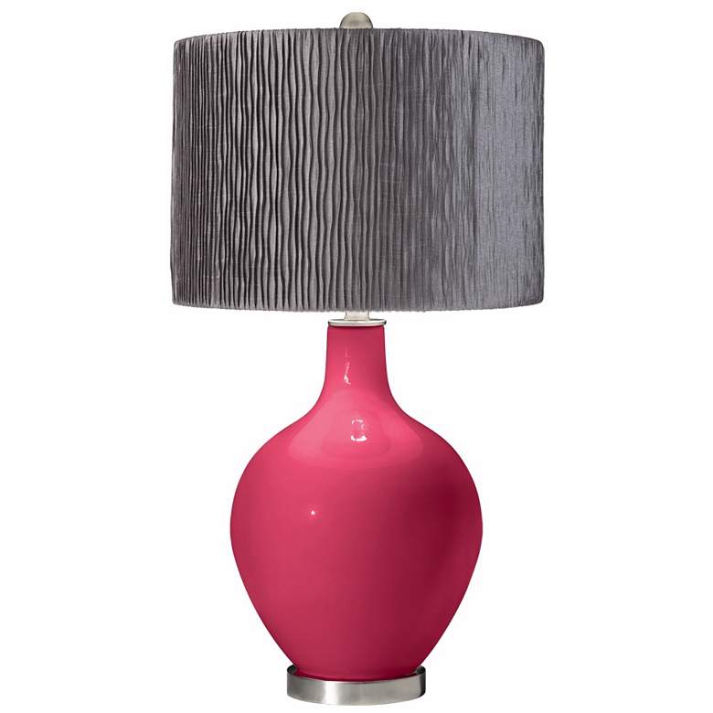 Image 1 Eros Pink Morell Silver Pleat Shade Ovo Table Lamp