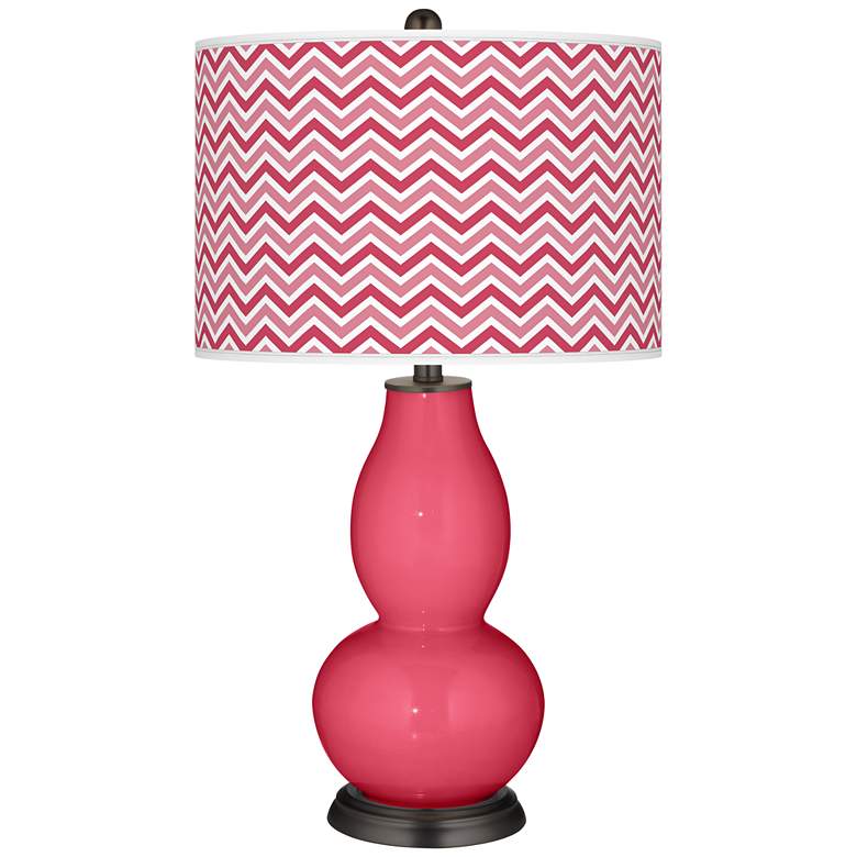 Image 1 Eros Pink Narrow Zig Zag Double Gourd Table Lamp