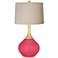 Eros Pink Natural Linen Drum Shade Wexler Table Lamp