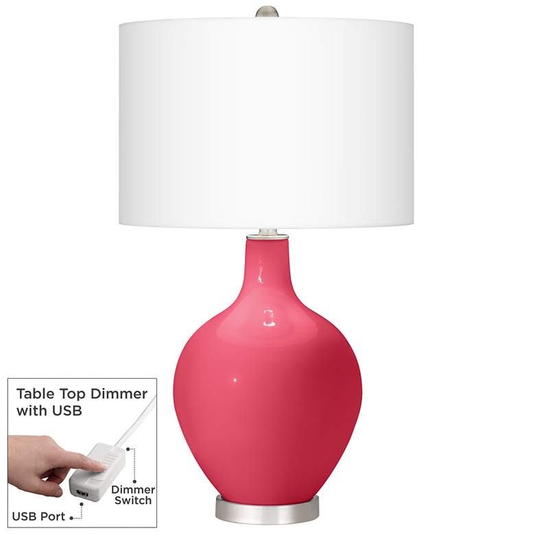 Image 1 Eros Pink Ovo Table Lamp With Dimmer
