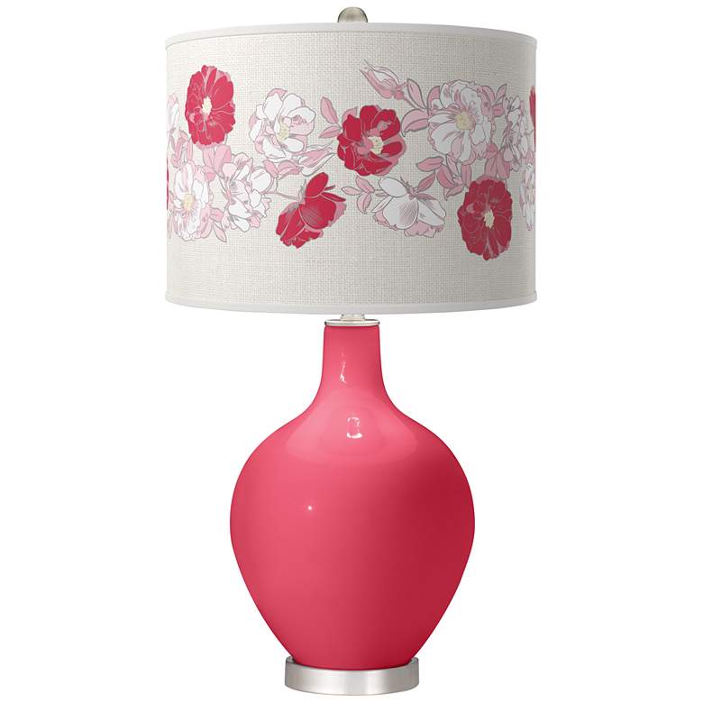 Image 1 Eros Pink Rose Bouquet Ovo Table Lamp