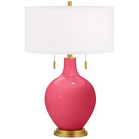 Image2 of Eros Pink Toby Brass Accents Table Lamp with Dimmer