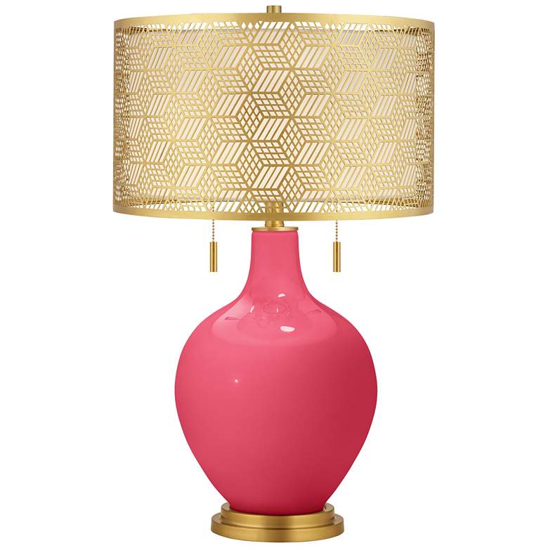 Image 1 Eros Pink Toby Brass Metal Shade Table Lamp
