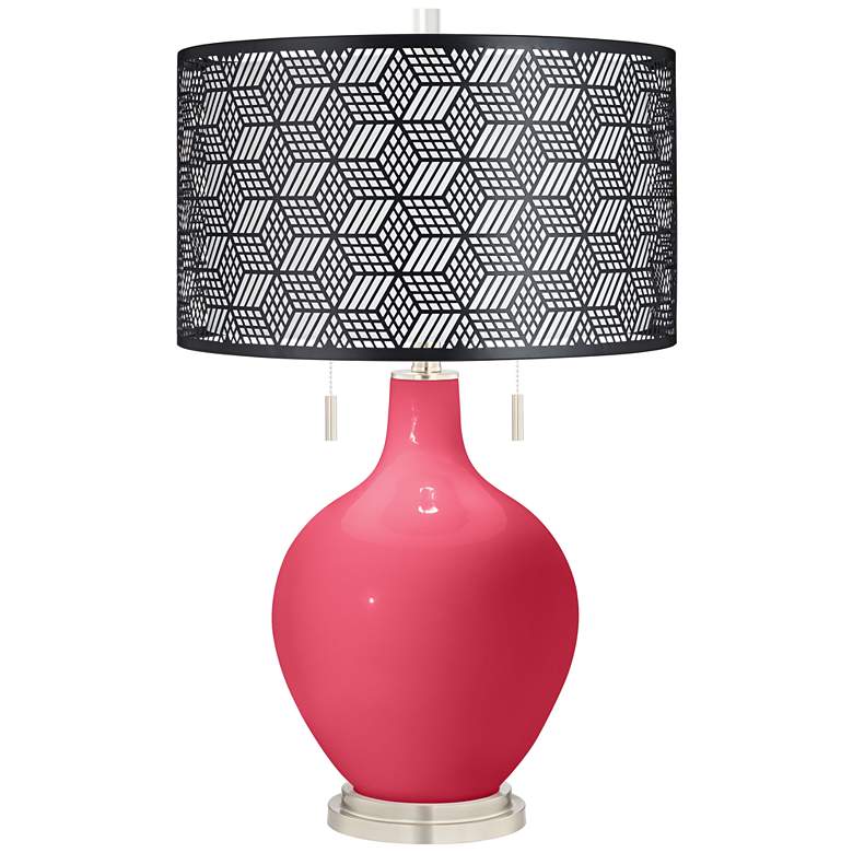 Image 1 Eros Pink Toby Table Lamp With Black Metal Shade