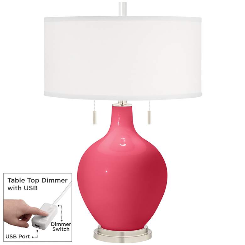 Image 1 Eros Pink Toby Table Lamp with Dimmer