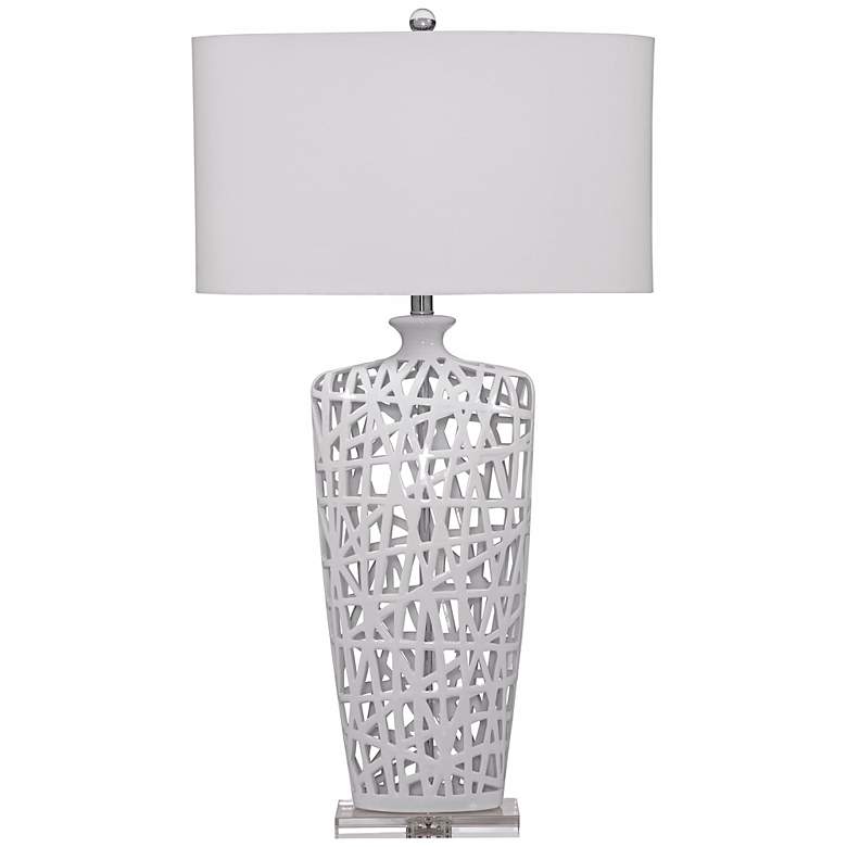 Image 1 Erowin Gloss White Ceramic Table Lamp