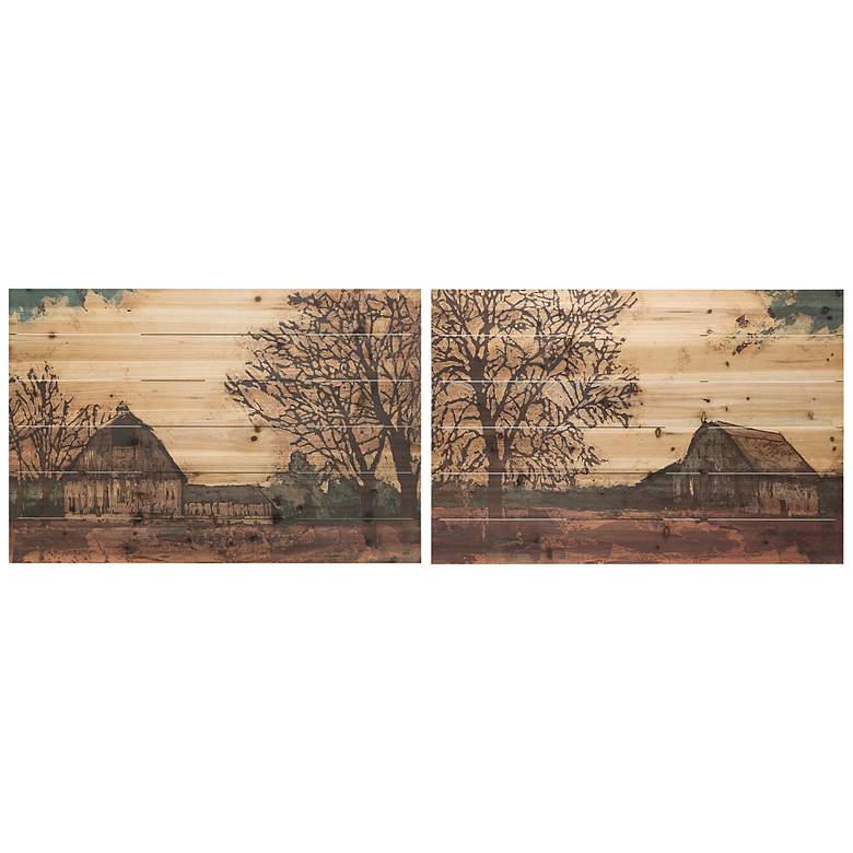 Image 2 Erstwhile Barn 3 and 4 36 inchW 2-Piece Print Wood Wall Art Set