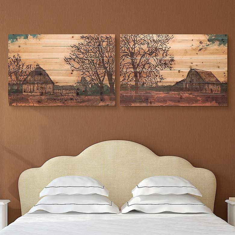 Image 1 Erstwhile Barn 3 and 4 36 inchW 2-Piece Print Wood Wall Art Set