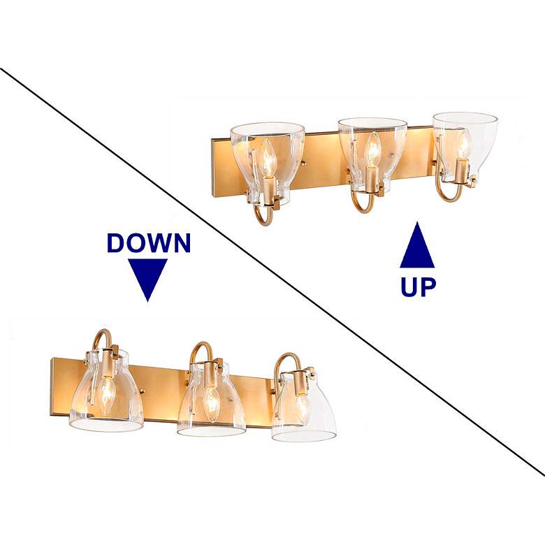 Image 6 Erythronium 22" Wide Matte Gold 3-Light Bath Light more views