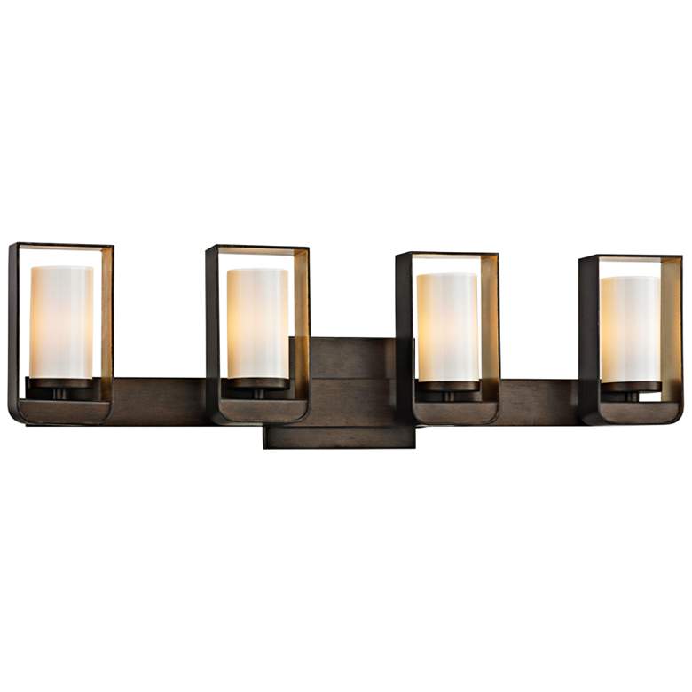 Image 1 Escape 27" Wide Bronze and Gold Leaf 4-Light LED Bath Light