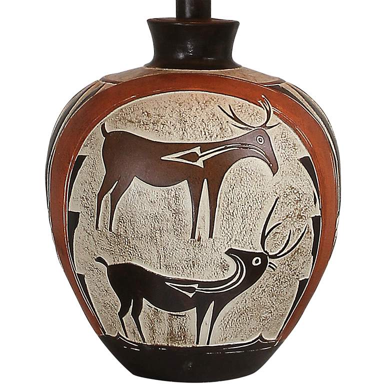 Image 3 Escondido Orange Black Pot Rustic Southwest Style LED Deer Table Lamp more views