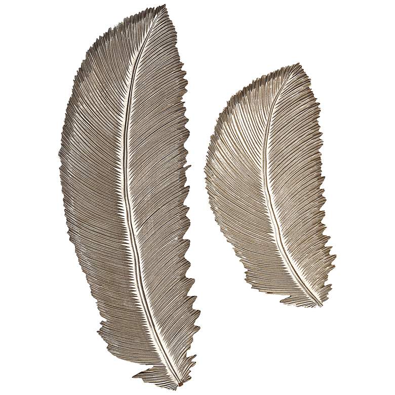 Image 1 Eshe 35 inch High 2-Piece Carved Feather Wall Art Set