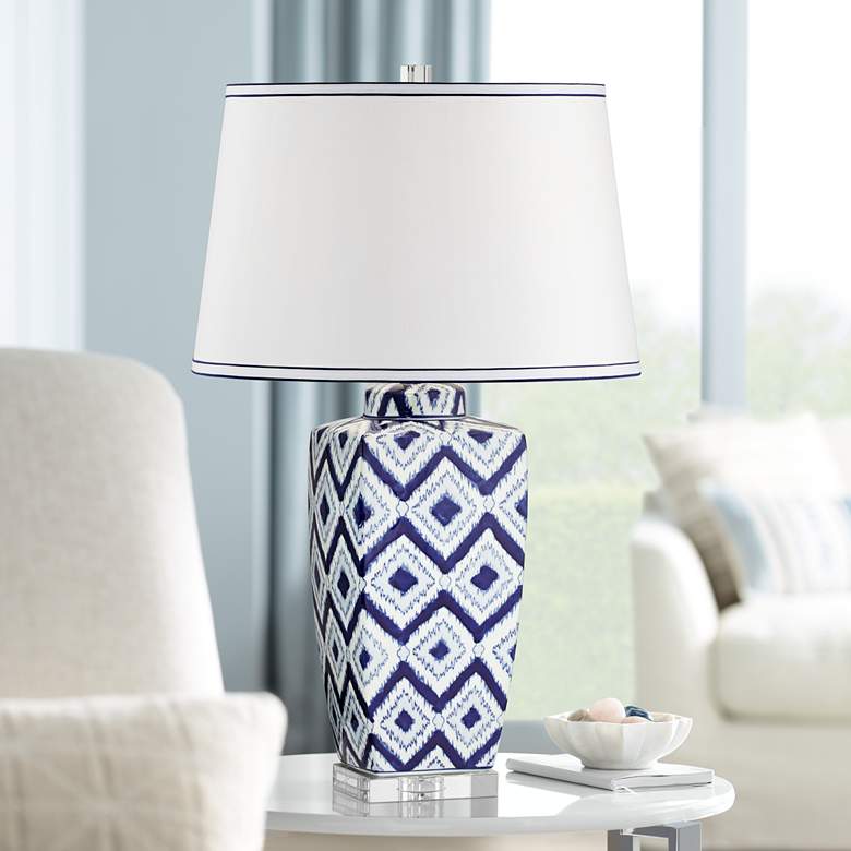 Image 1 Esia Cool Puff White Quilt Ceramic Table Lamp
