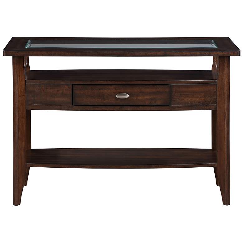 Image 3 Eski 44" Wide Dark Walnut 1-Drawer 2-Shelf Console Table more views