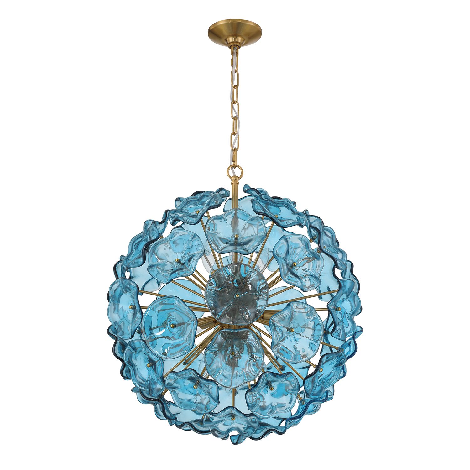 Image 2 Esme 22 1/2"W Brass and Blue Glass 9-Light Sputnik Pendant more views