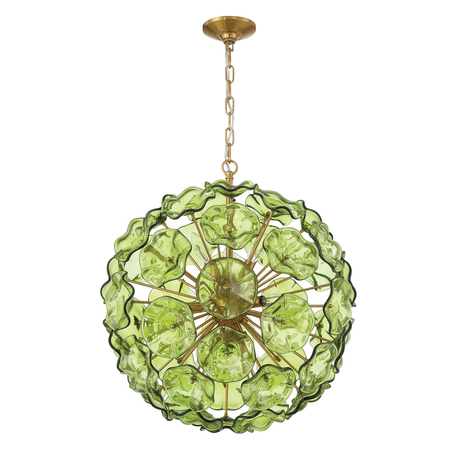 Image 2 Esme 22 1/2"W Brass and Green Glass 9-Light Sputnik Pendant more views