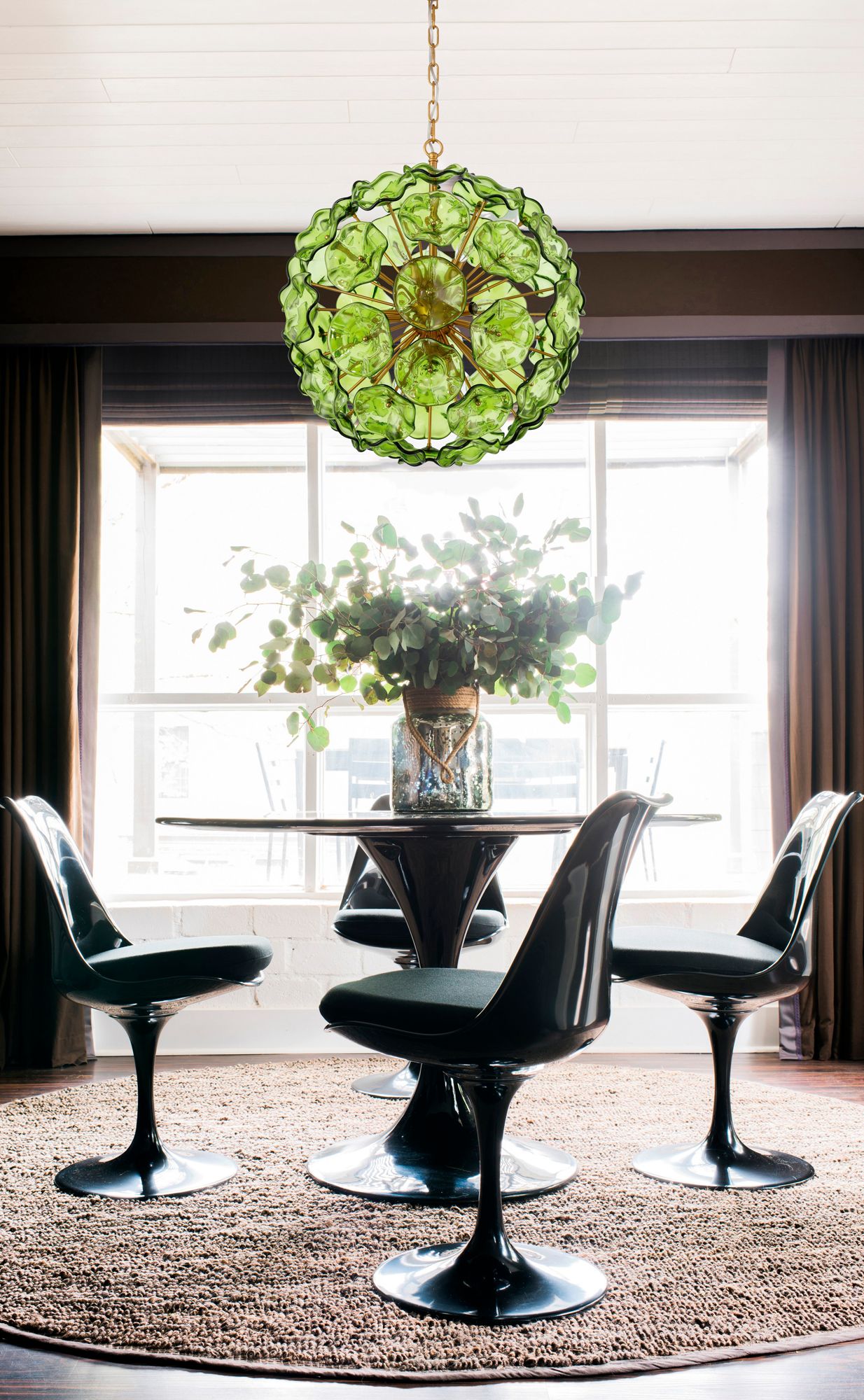 Image 6 Esme 22 1/2"W Brass and Green Glass 9-Light Sputnik Pendant more views